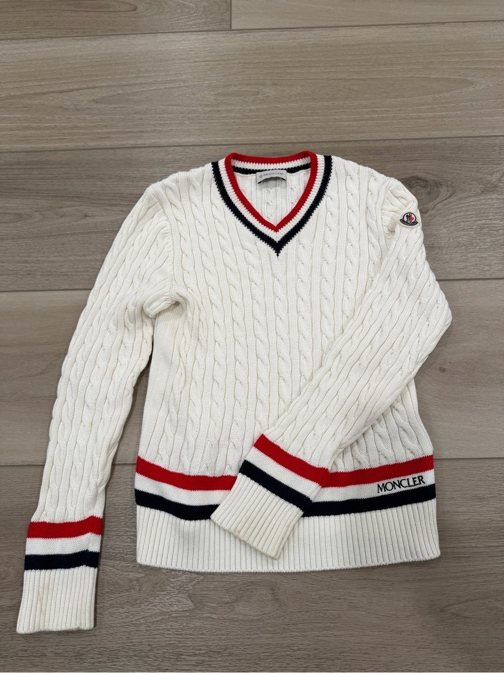 Moncler Enfant V-neck cable-knit Sweater Unisex Size 10